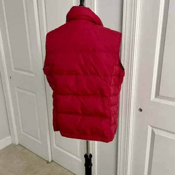 Lands' End Red Puffer Vest with Snap Closure Size Large - Picture 3 of 4